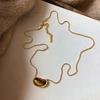 Collana con Ciondolo Occhio di Tigre Placcata Oro con Design a Catena Retrò