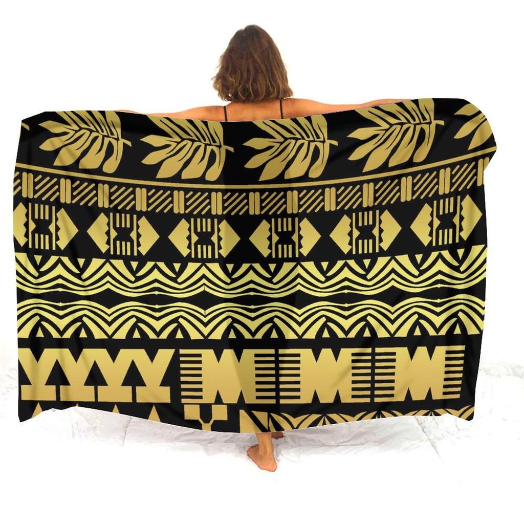 Polynesischer Damen-Sarong Hawaiianisches Strandparty-Schal Winddicht Sonnenschutz Einteiler Samoa Blumendruck