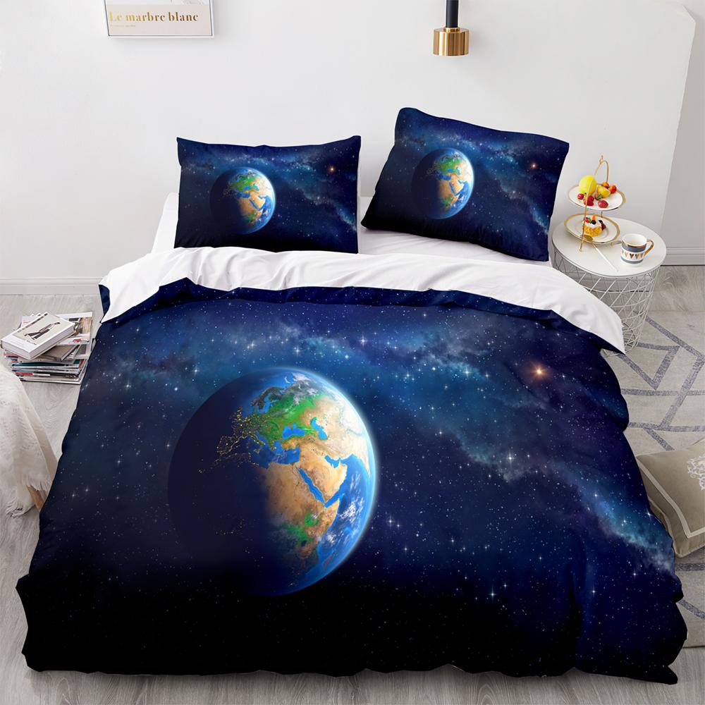 Earth Beding Set Single Twin Ful Quen King-Sized Dimensionsd Dimensions Universe Planet Bed Linen Set Aldult Kid Bedrom thre-piece suits 3D Pri