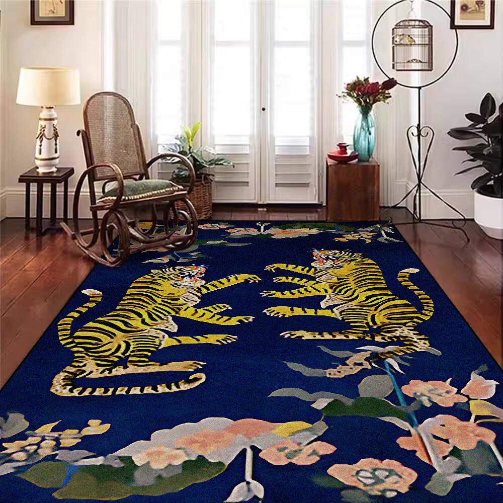 Home Decoration Luxury Retro Persian Carpet for Living Room Big Size Tiger Pattern Non-slip Mat for Kids Office Lounge Decor Rug