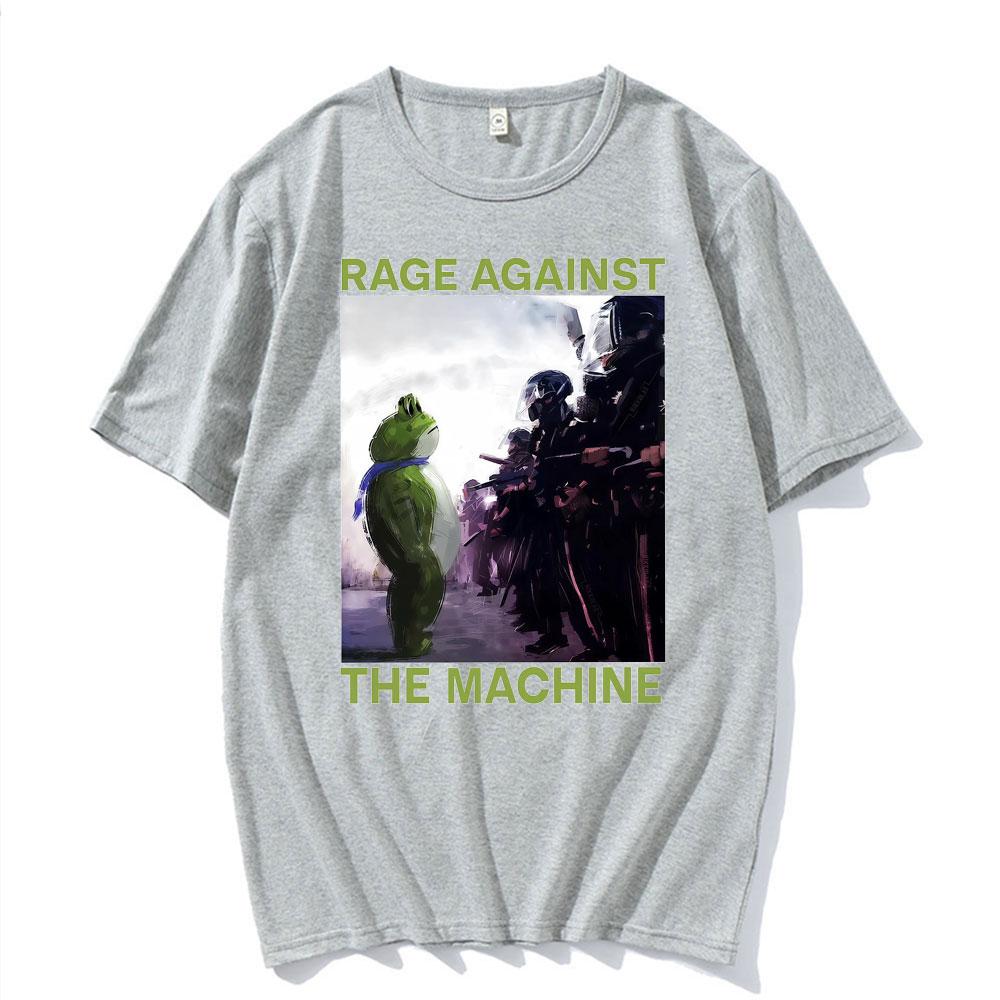 Rage Against The Machine Portland Frog Protest Meme T Shirts Men Women Summer Cotton Oversized T Shirt Fashion 90s Retro Tshirt