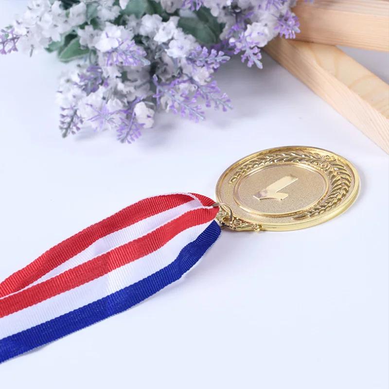 5cm Coin Metal Award Medals with Neck Ribbon Gold Silver Bronze Style for Sports Academics or Any Competition Diameter Gold Coin