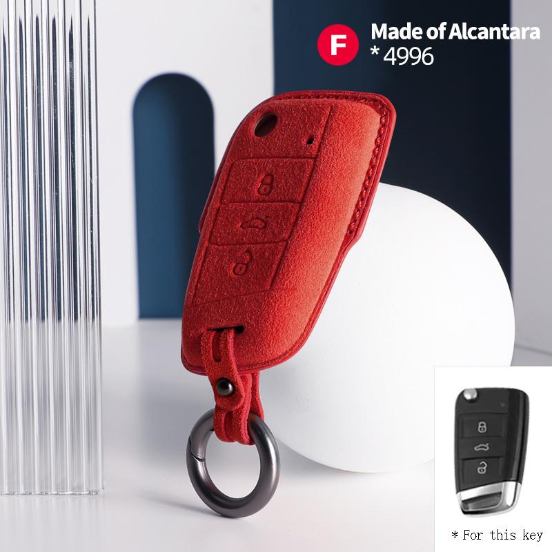 Interior Mouldings Car Key Case Alcantara Keychain For VW Volkswagen Golf 7 MK7 Tiguan MK2 Passat Sagitar Cover Shell Auto Inter
