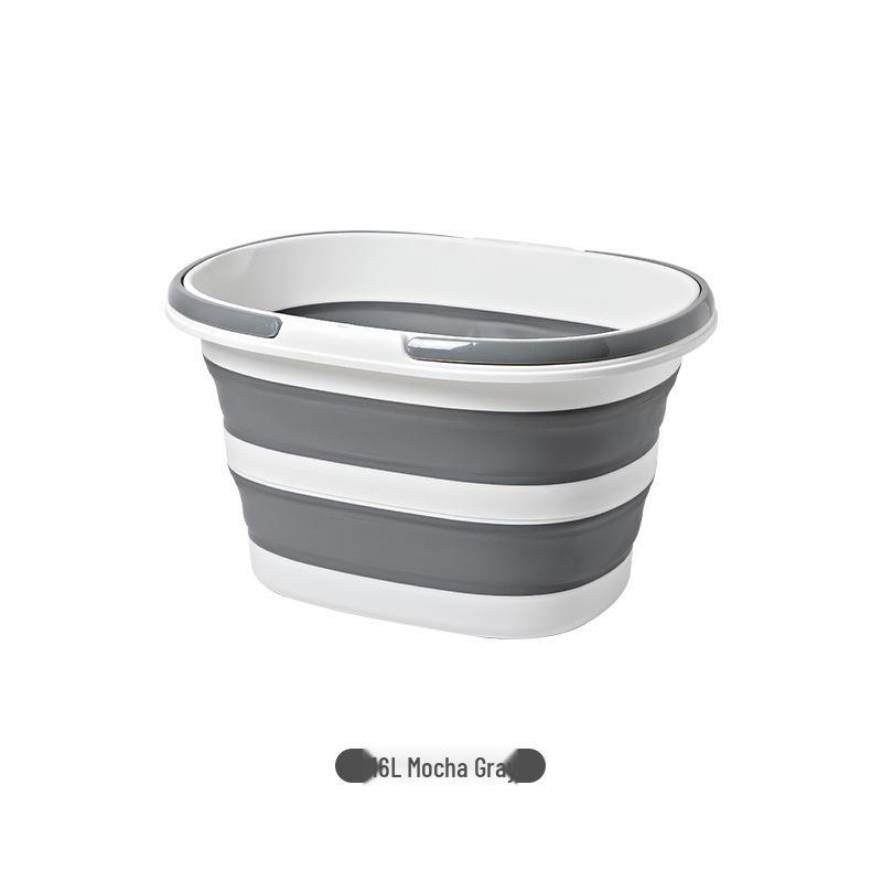 Foldable Household Storage Bucket with Handle - Large Capacity, Portable for Outdoor Camping, Car Use, or Laundry.