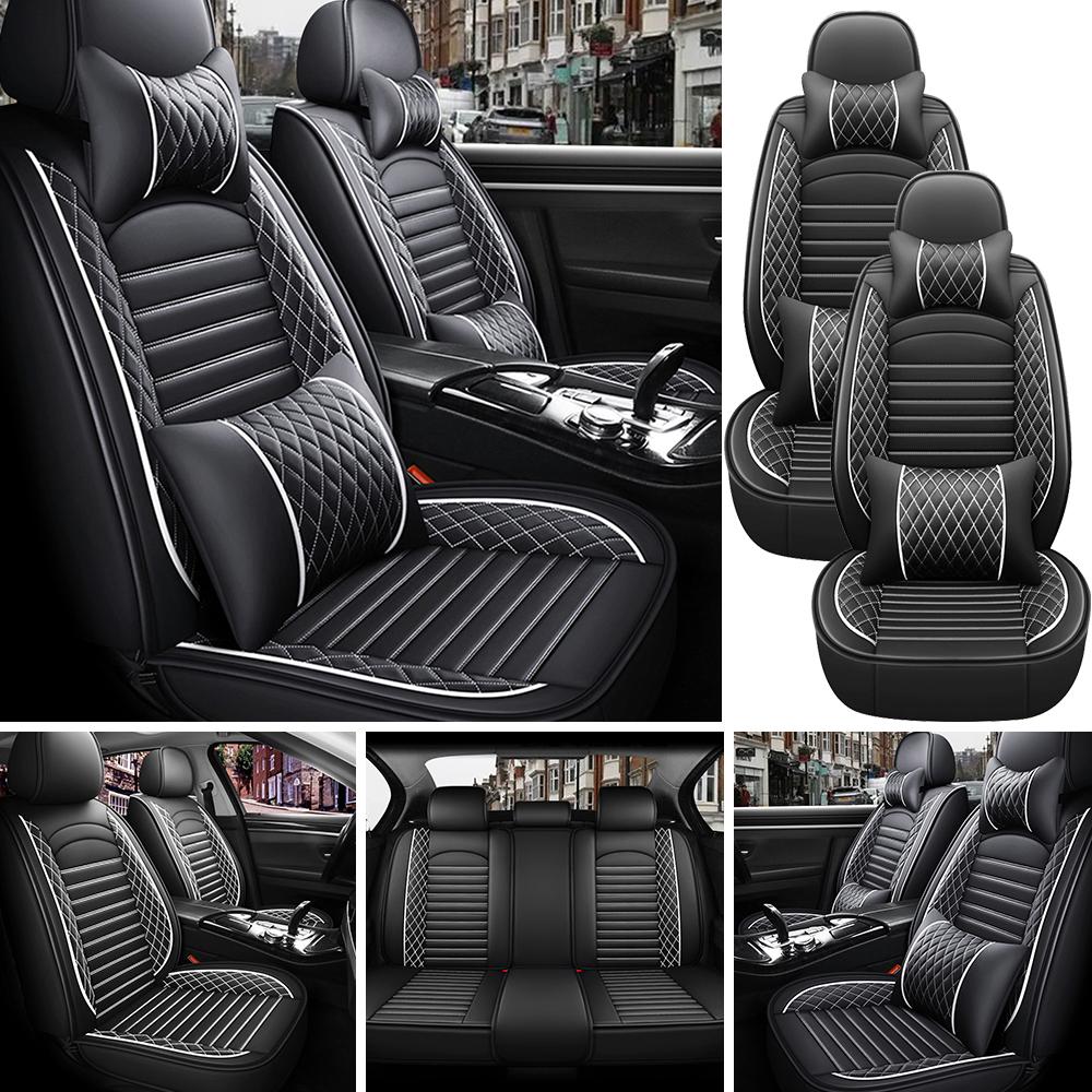 5-Seats PU Leather Universal Car Seat Covers Full Set Front Rear Seat Cushion Anti-scratch Protection For Sedan SUV Seat