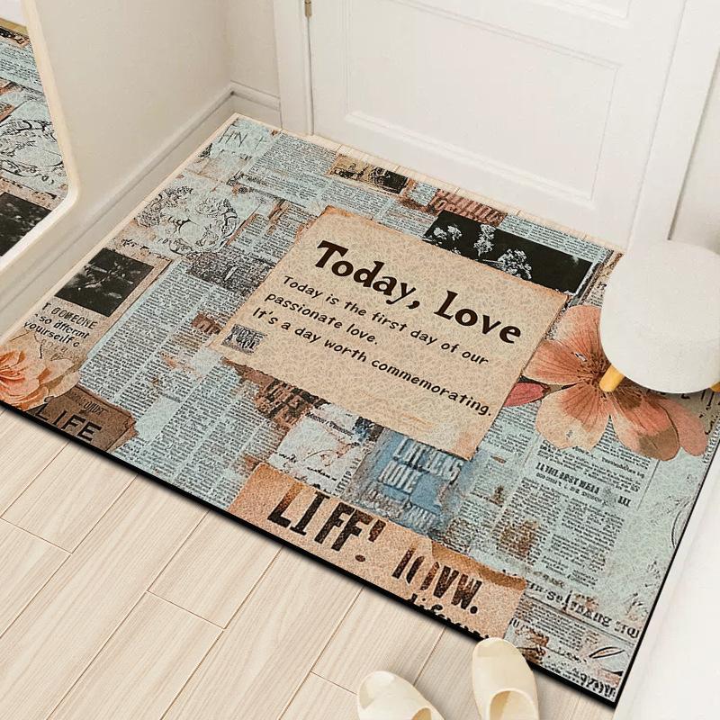 Entry Door Floral Silk Floor Mat Household Entrance Door Dirt Mat Outdoor Dirt Resistant Dust Removal Can Be Tailored Carpet