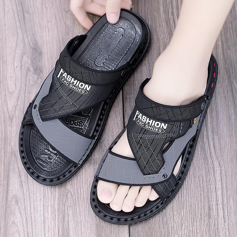 Mode Herrenschuhe Sommer Hausschuhe Ledersandalen Strandschuhe Zwei Nähte Klassische Mode Herren Indoor und Outdoor Zwei Tragevarianten Strand