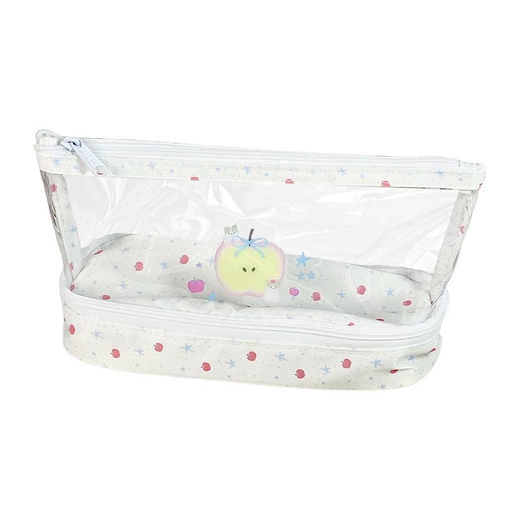 Cartoon PVC Pen Bag Triangle Base Transparent Pencil Case Large Capacity Stationery Organizer School Office