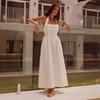 Women Spring Sleeveless Strap Slim Halter Dress Summer Casual Ankle-Length Backless High Waist Pocket Dresses S-XL