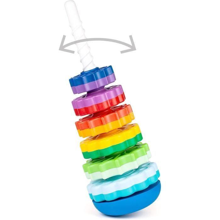 FANCY Grande Pyramide pour Bébé Jouet à Empiler 40 cm - Jouet dÉveil avec Les Engrenages Jeux Éducatifs pour Bébé Empilement et C