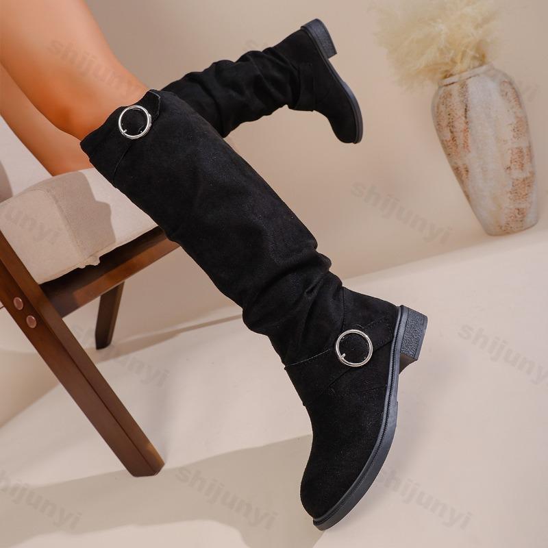 Women's Fashion Boots 2026 Belt Buckle Thick Heel Autumn Winter Knee High Boots Fashion Anti Slip Outdoor Women Shoes Plus Size