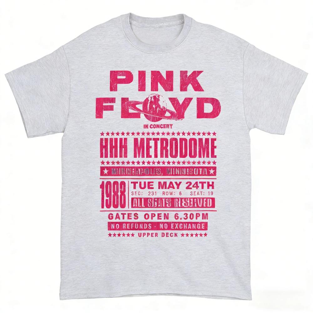 Rock Band Pink Floyd Herren 100% Baumwolle Hemden 1988 HHH Metrodome Ticket Grafik Neu Sommer Frühling Damen Hiphop Y2k Mode T-Shirt