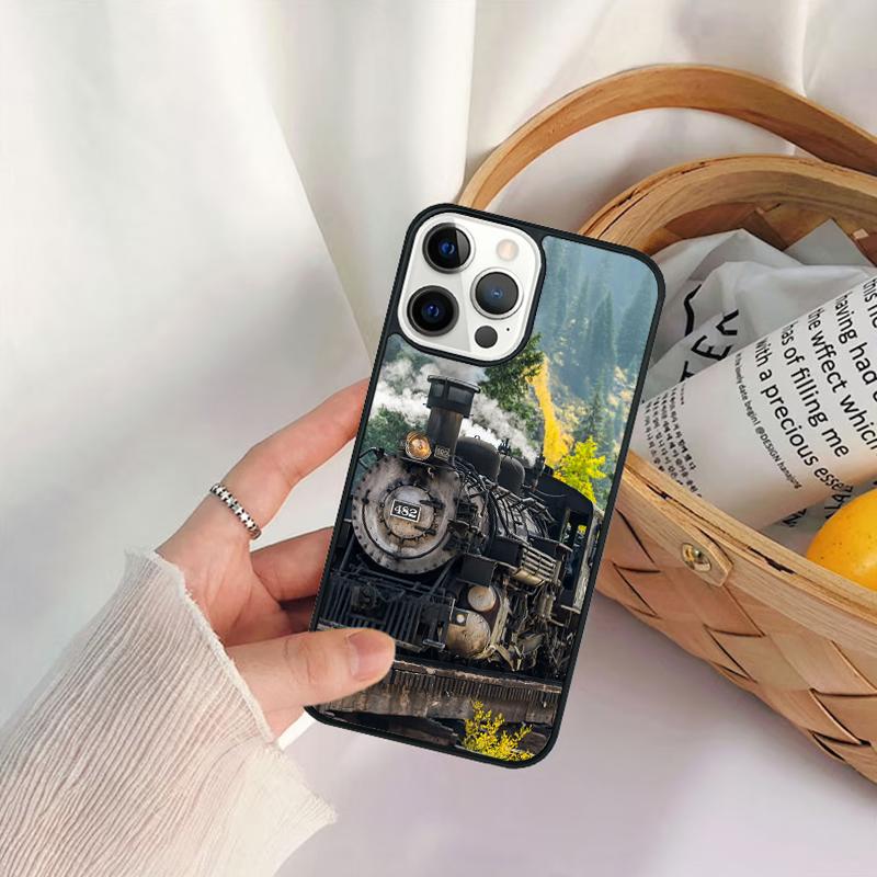 Vintage Steam Train Railway Phone Case For iPhone 17 Air 16 15 14 11 12 13 Pro  MAX Plus coque Cover Shell