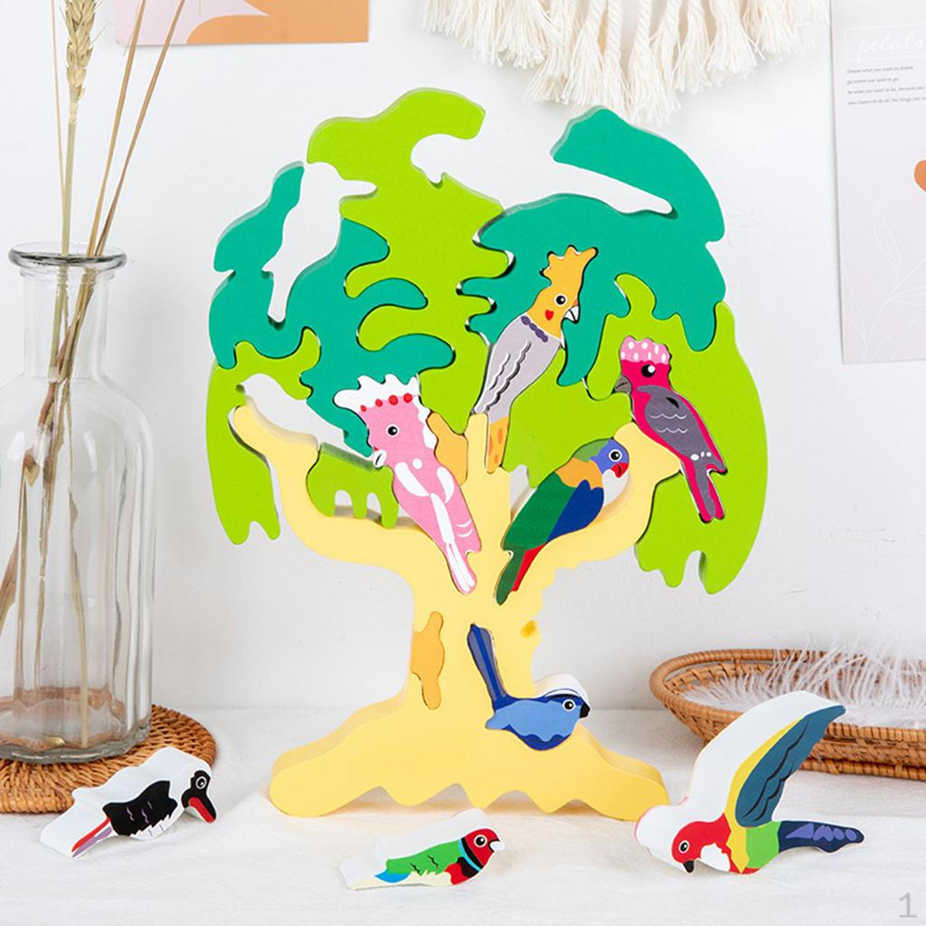 building Tree Puzzle Jigsaw Sorting and Stacking Game Preschool Teaching Cognitive Montessori