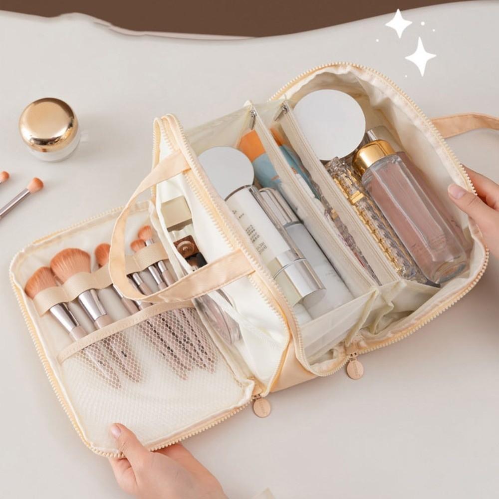 Large Capacity Travel Makeup Handbag Solid Color Women's Wash Bags  Bath Wash