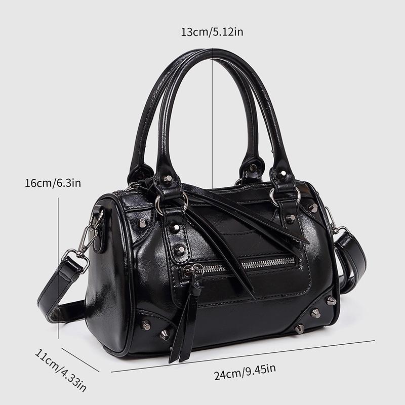 European and American Fashi Rivets Large Capacity Pillow Bag Bowling Motorcycle Handbag Single Shoulder Crossbody Women's Bag