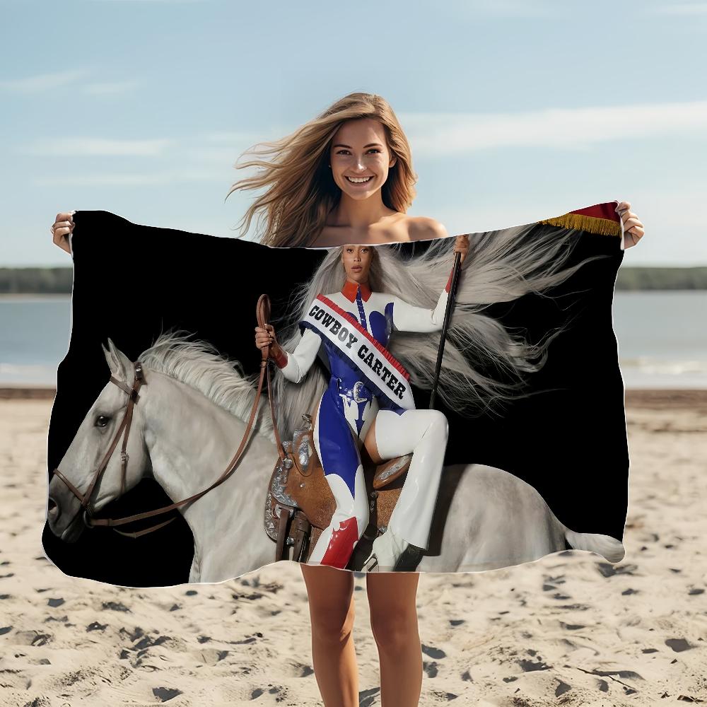 Singer Beyonce Cowboy Carter Towel Sauna Gift PoolGym Beach Travel Shower Quick Dry Sports Towels Camping Soft