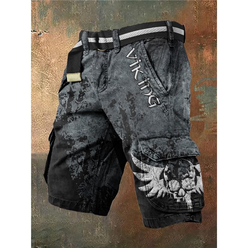 Men's Summer New Style European And American Style Halloween 3D Digital Printing Exaggerated Shorts Zipper Strange Pants