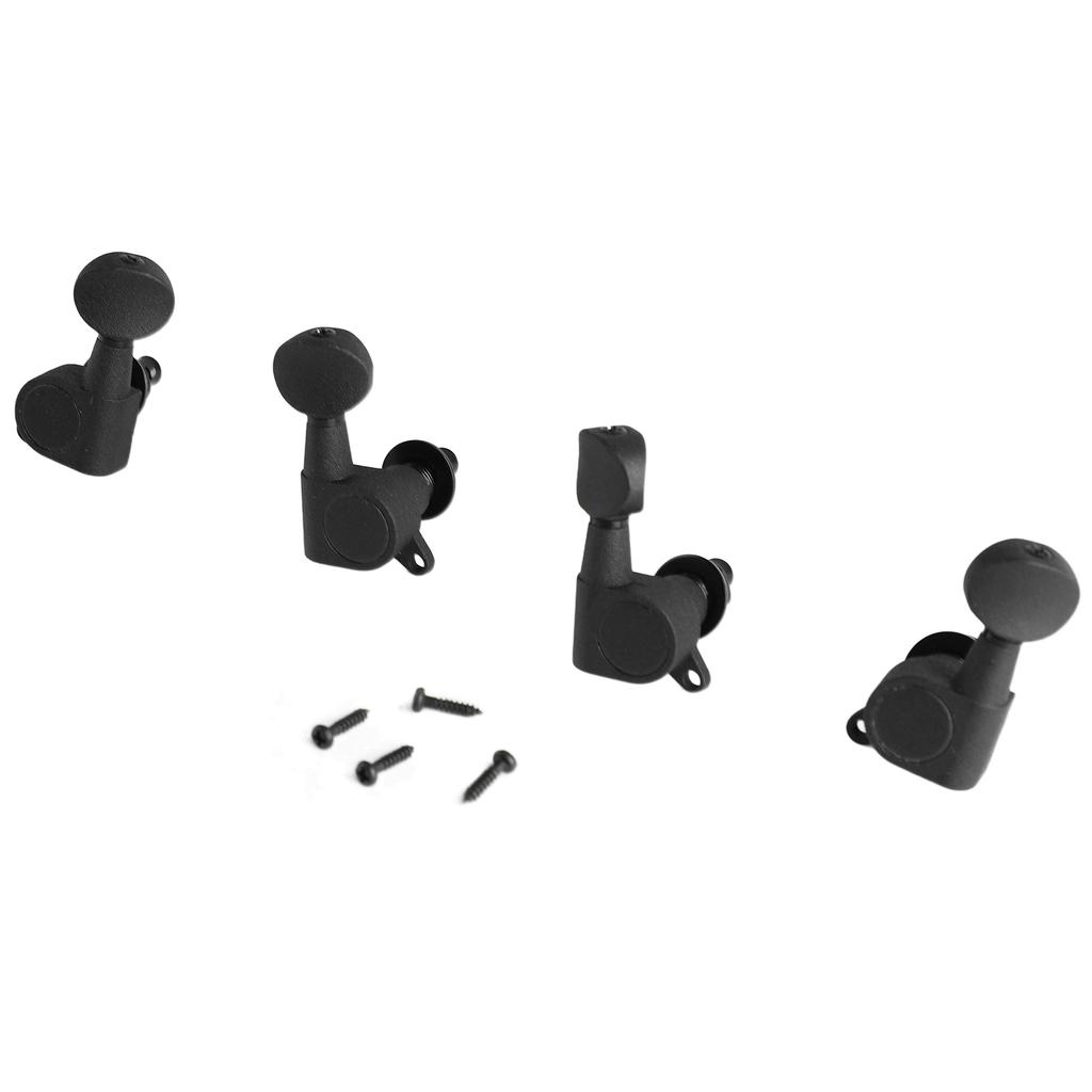 4 String Ukulele Peg with Screws Full Closed Ukulele Knob Tuning Button Left and Right Matte Black