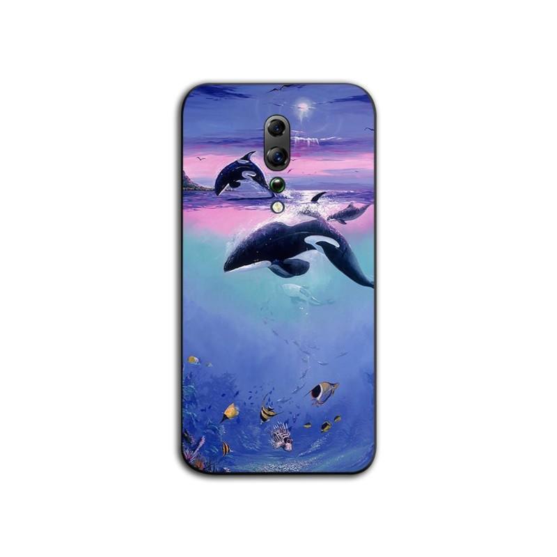 Killer Whale Orca Watercolor Phone Case For OPPO Find X5 X3 X2 A93 Reno 8 7 Pro A74 A72 A53 Soft Black Phone Cover