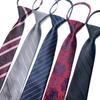 Men's 7cm Easy-Pull Zipper Tie, 1200-Needle Yarn-Dyed Polyester