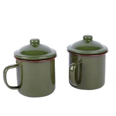 OLOEY Enamel Coffee Mug with Lid