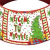 Christmas Tree Collar 22 Inch Green Elf Xmas Tree Base Stand Cover Fabric Tree Ring for Farmhouse Holiday Party Decor