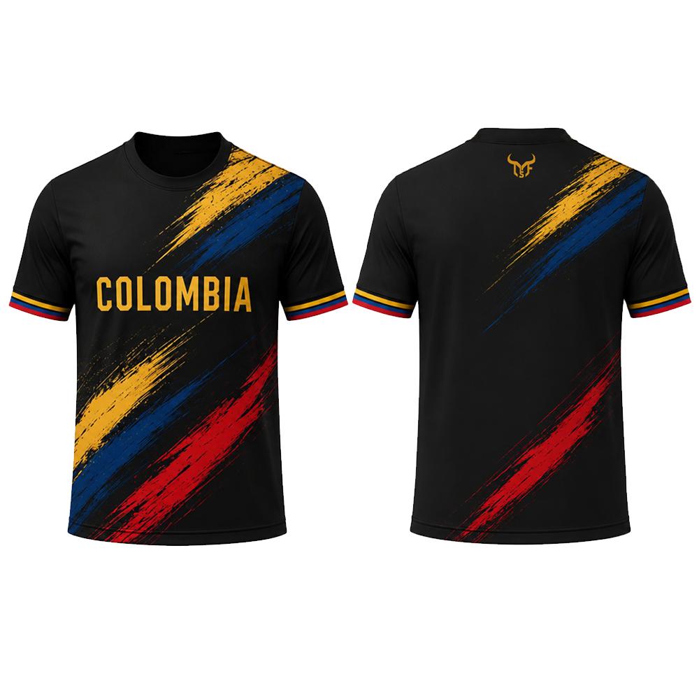 Colombian Flag Pattern 3D Printed T-shirt, Summer Outdoor Football Sportswear, Men's Street Fashion Casual Short Sleeved Tops