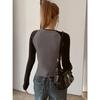 Spring and Autumn New Slim Long Sleeve Bottoming Shirt Slim Short T-shirt Women's Top