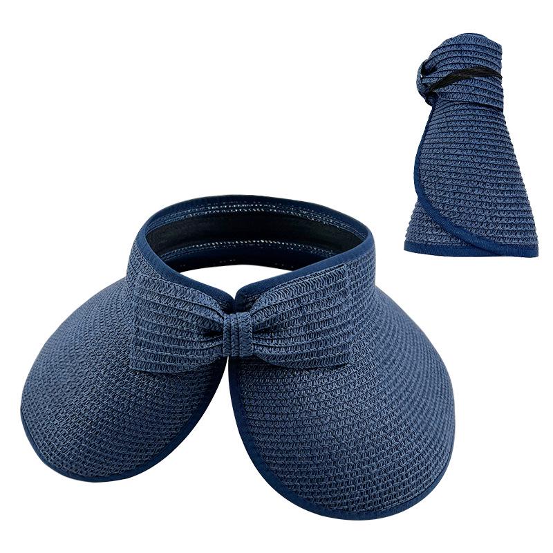 Foldable Straw Sun Hat with Wide Brim, Anti-UV Protection, and Bow Design for Outdoors