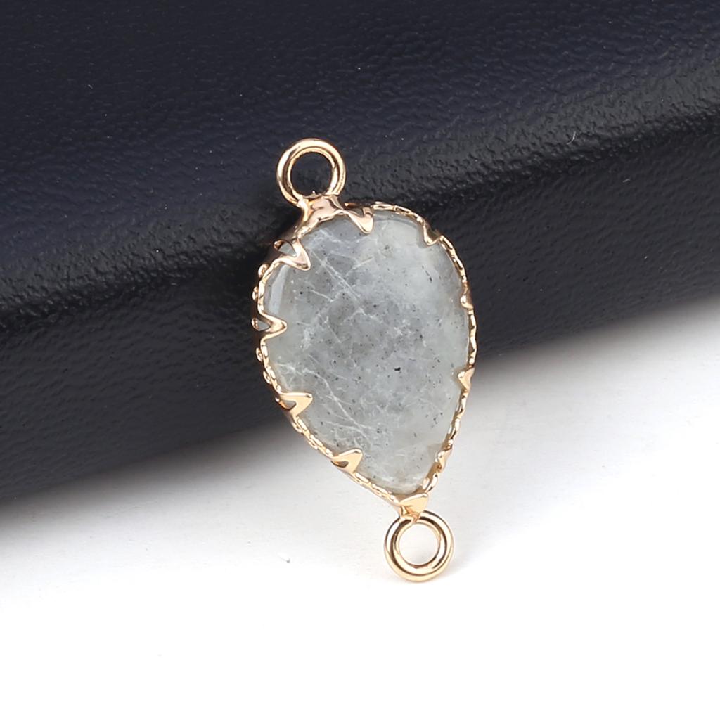 2Pcs Natural Stone Connector Drop-Shaped Faceted Connector Charms For Jewelry Making DIY Necklace Bracelet Accessory