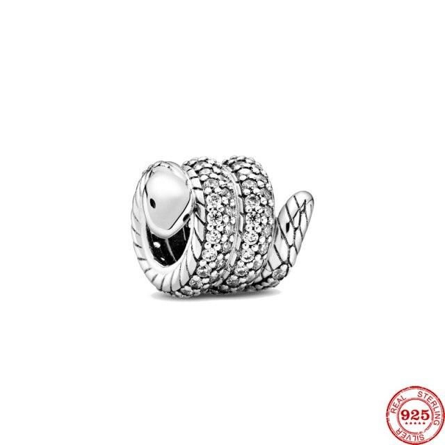 

New Arrival Original Tone Color Sparkling Wrapped Snake Bead Charm Fit European Trendy Fashionable Charms Bracelets Bangles Diy Jewelry