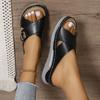 Fashion Buckle Platform Slippers Women Summer Outdoor Med Heels Casual Slides Woman Pu Leather Cross Strap Light Sandals 2026