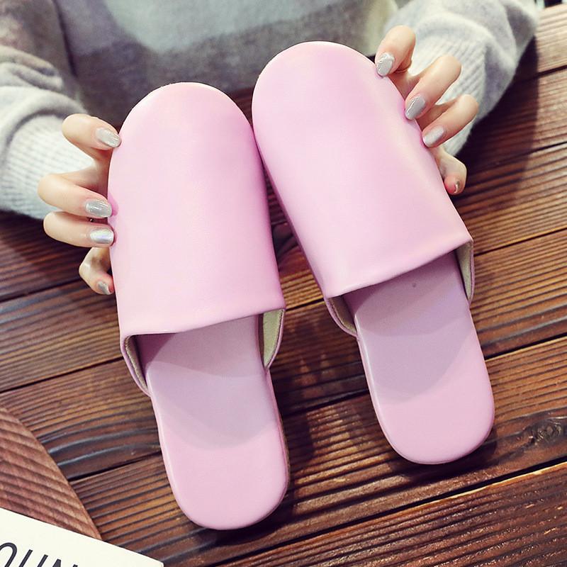 Home Indoor Slippers With Pu Material Anti Slip Waterproof For Couples