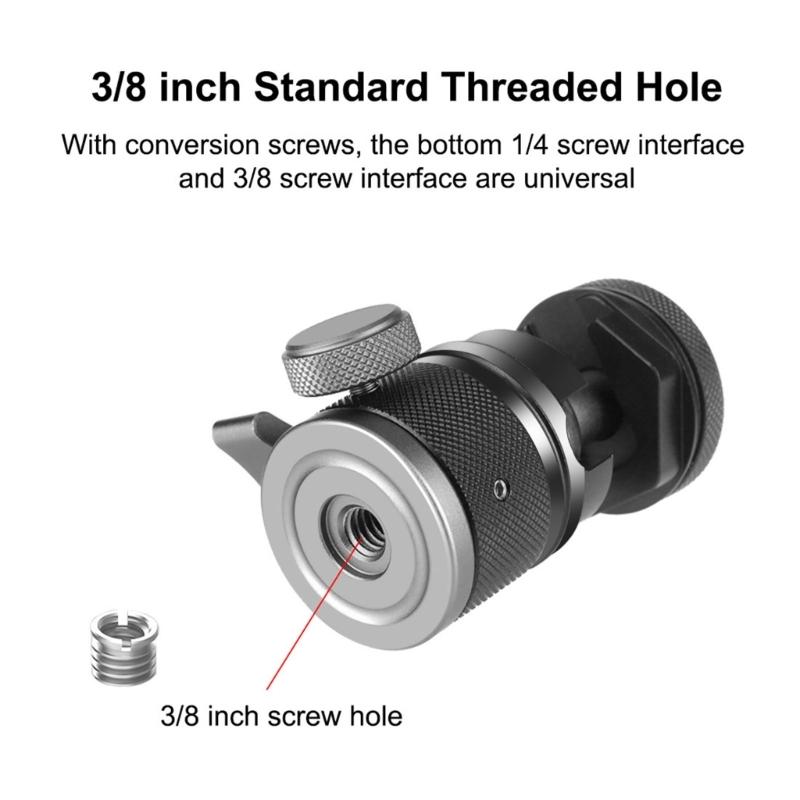 Mini BallHead With Smooth 360°Pivoting Compatible for Camera Tripod And Selfies Stick Strong Durability&High Stability