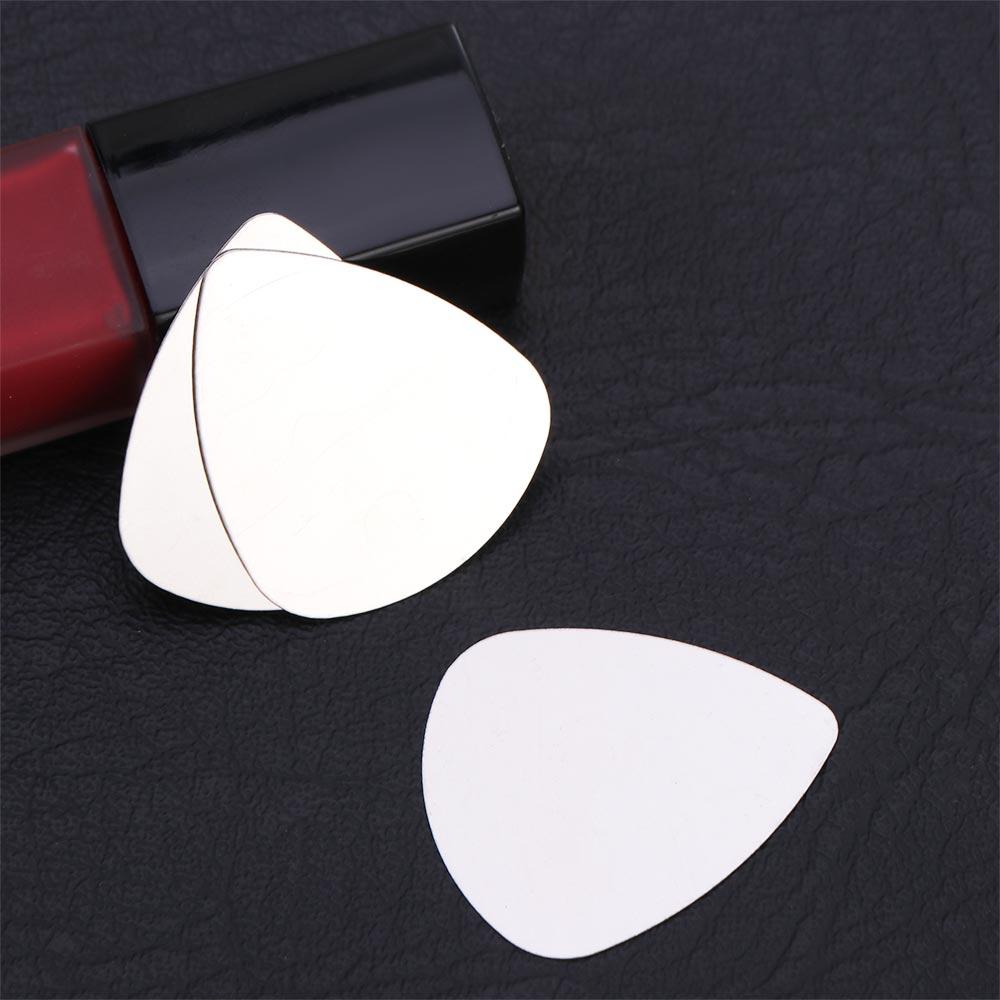 10PCS 0.3mm Stainless Steel Guitar Picks Triangle Gestures Metal Guitar Plectrum Adhesive Mediator Finger Shrapnel
