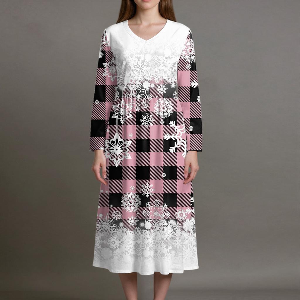 Dame Mote Kjole Vår V-hals Langermet Kjole