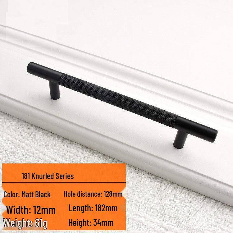 Modern Minimalist Gold and Black Knurled Aluminum Drawer Pull Handle