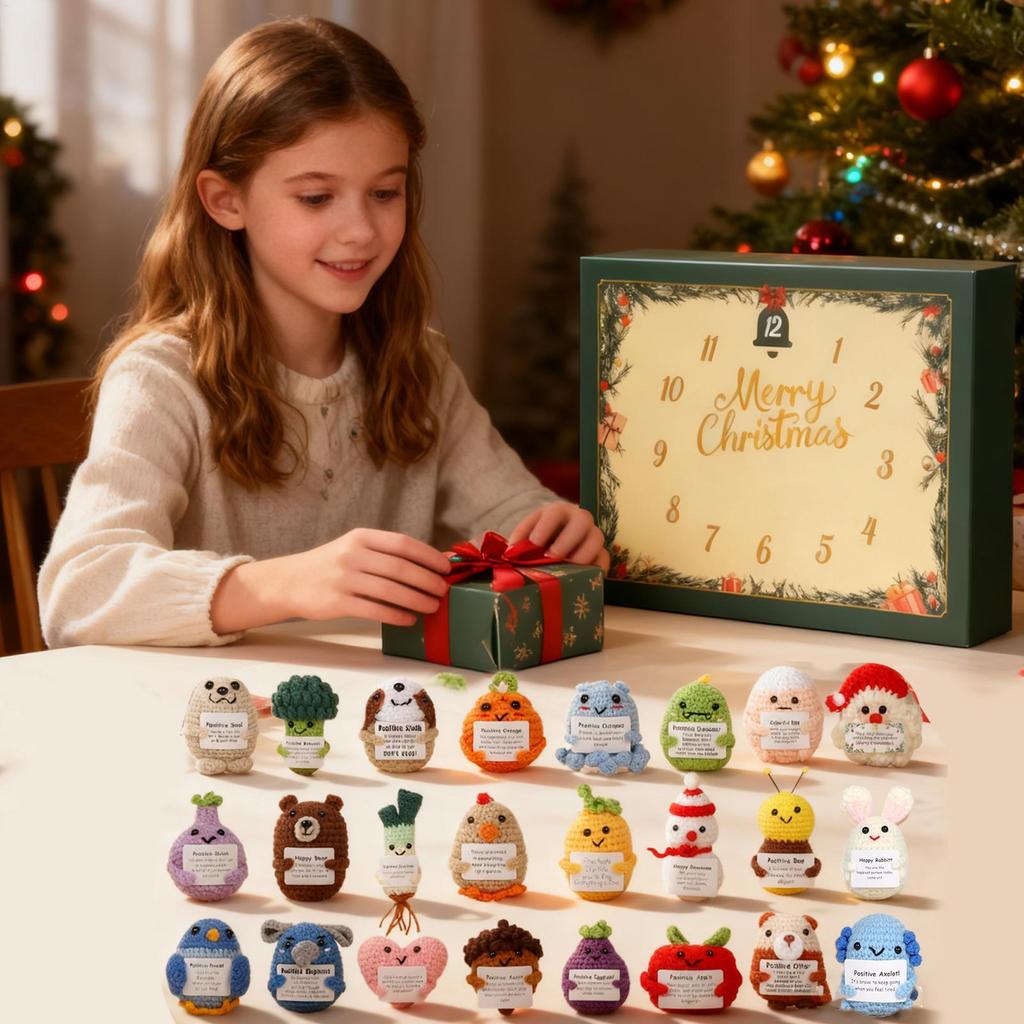 Christmas Countdown Cute 2D Acrylic Pendant Ornament 24 Days Handmade Positive Animals for Adults Kids Teens Women Holiday