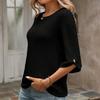 Women's Casual T-shirt Medium-sleeved Waffle Temperament Elegant