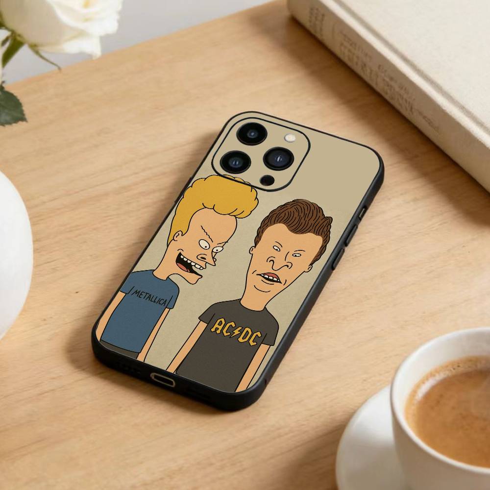 

Cartoon B-Beavis And Butt-Head Phone Case For iPhone 16,15,14,13,12,17,Pro Max,Plus Silicone Black Case iPhone17PRO