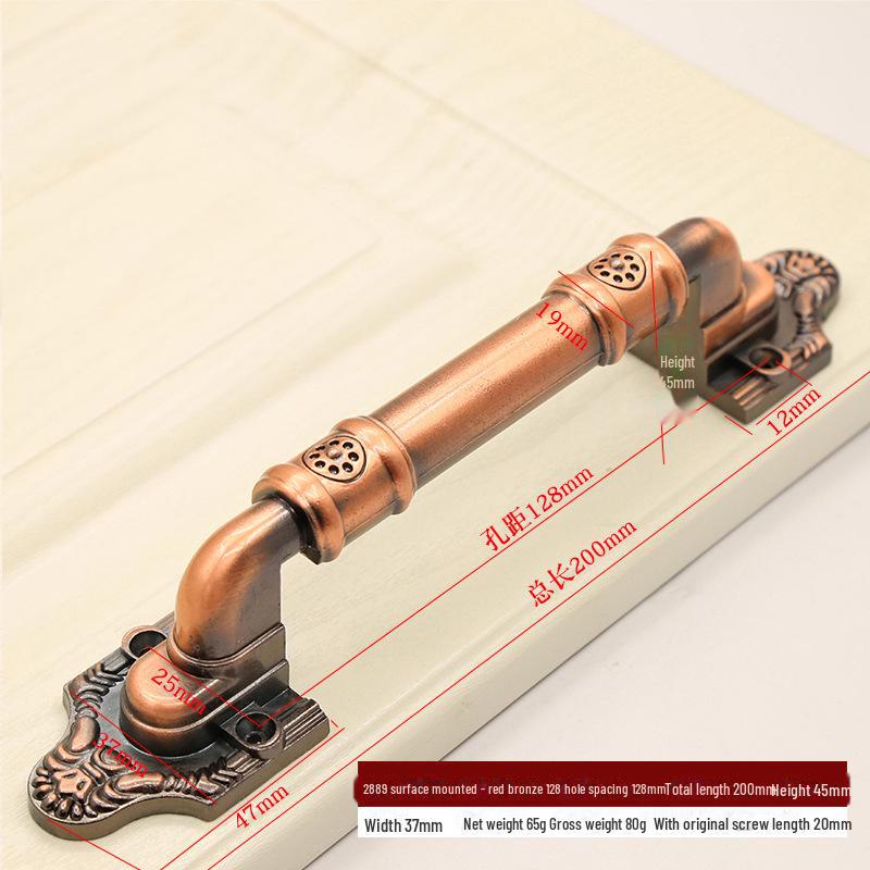 Antique Copper Exposed Barn Door Handle: Punch-Free Heavy-Duty Design for Wooden Doors