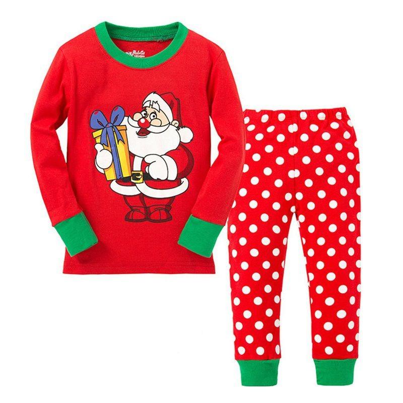 Christmas Children Autumn Pajamas Set Multiple Patterns Cotton Blend Clothing