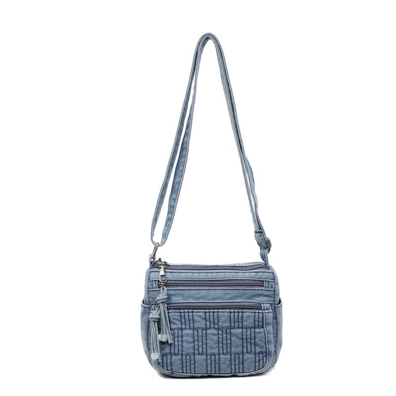 

Джинсовая маленькая квадратная сумка Женская сумка через плечо светло-синий