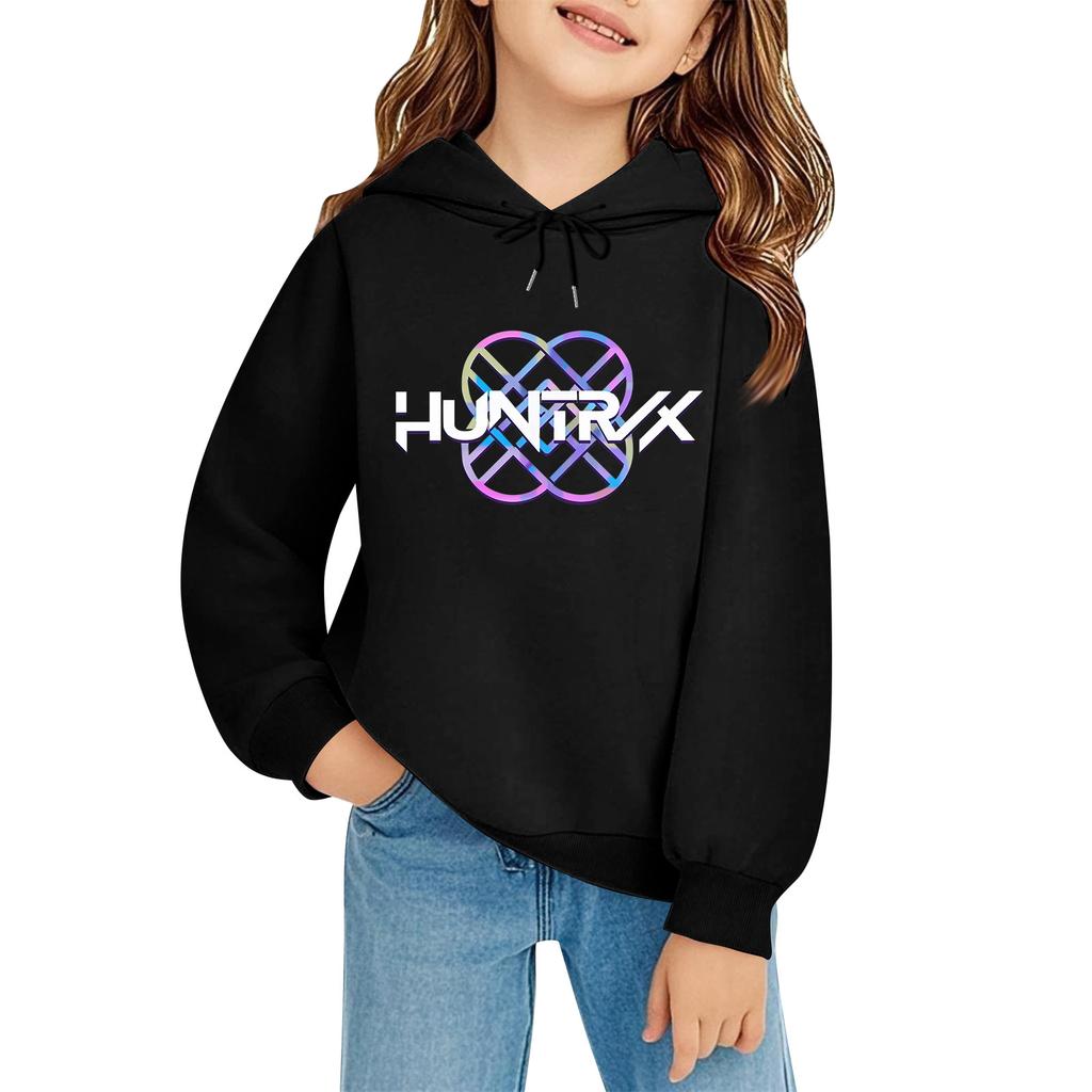 Kids' Long Sleeve Loose Pullover Letter Print Drawstring Hooded Sweatshirt