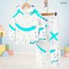 Kids Printed Hooded Long Sleeve Sweatshirt Cuffed Pants Two Piece Set Blue Pink White