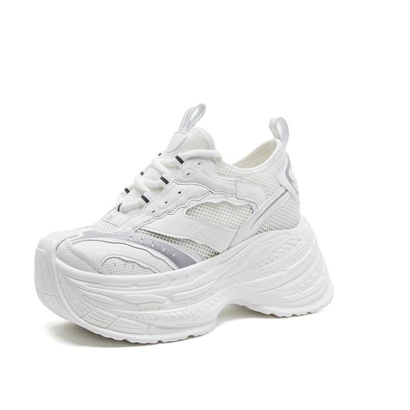 Thick sole heightening Paris dad new shoes women's 2025 mesh casual sports shoes Internet celebrity foreign style wear-resistant genuine