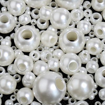 5-300 pièces 6-30mm ABS Perles Imitation Perle Grand Trou Beige Rond Perles Espacement Libres Pour Fabrication de Bijoux DIY Collier Bracelets