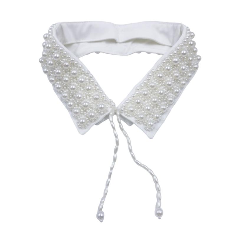 Adjustable Artificial Pearls Detachable Collar For Women Elegant Neckwear Decorative Collar Accessory With Laceup Tied