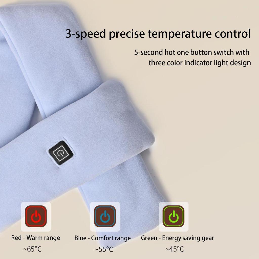 Electric Neck Heating Scarf winter warm Heated Scarfs soft Three-gear Temperature Control Neck Wrap Warmer no battery